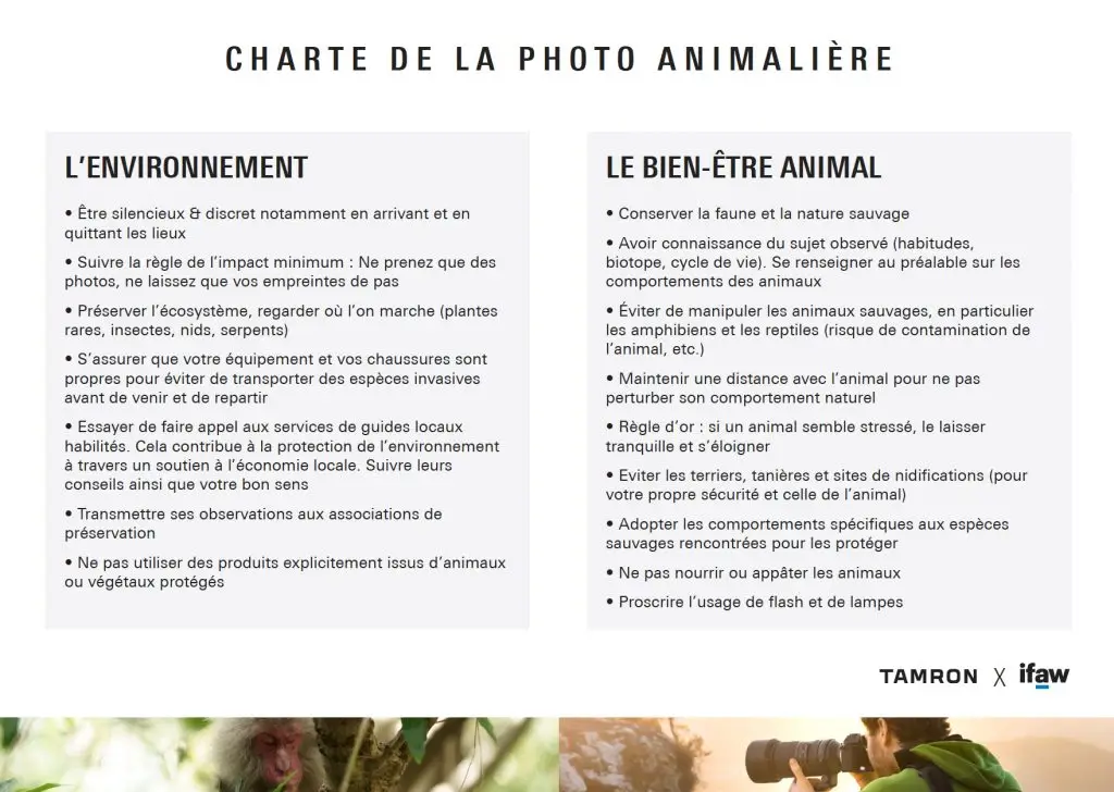 Charte photo animalière Tamron